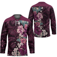 Poni Mama Hawai'i Hibiscus Hockey Jersey Polynesian Tribal Tattoo Pattern Floral Elements