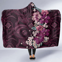 Poni Mama Hawai'i Hibiscus Hooded Blanket Polynesian Tribal Tattoo Pattern Floral Elements