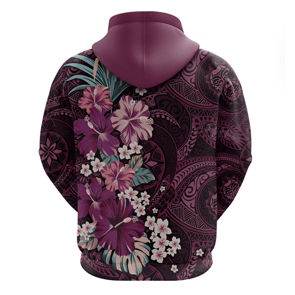 Poni Mama Hawai'i Hibiscus Hoodie Polynesian Tribal Tattoo Pattern Floral Elements