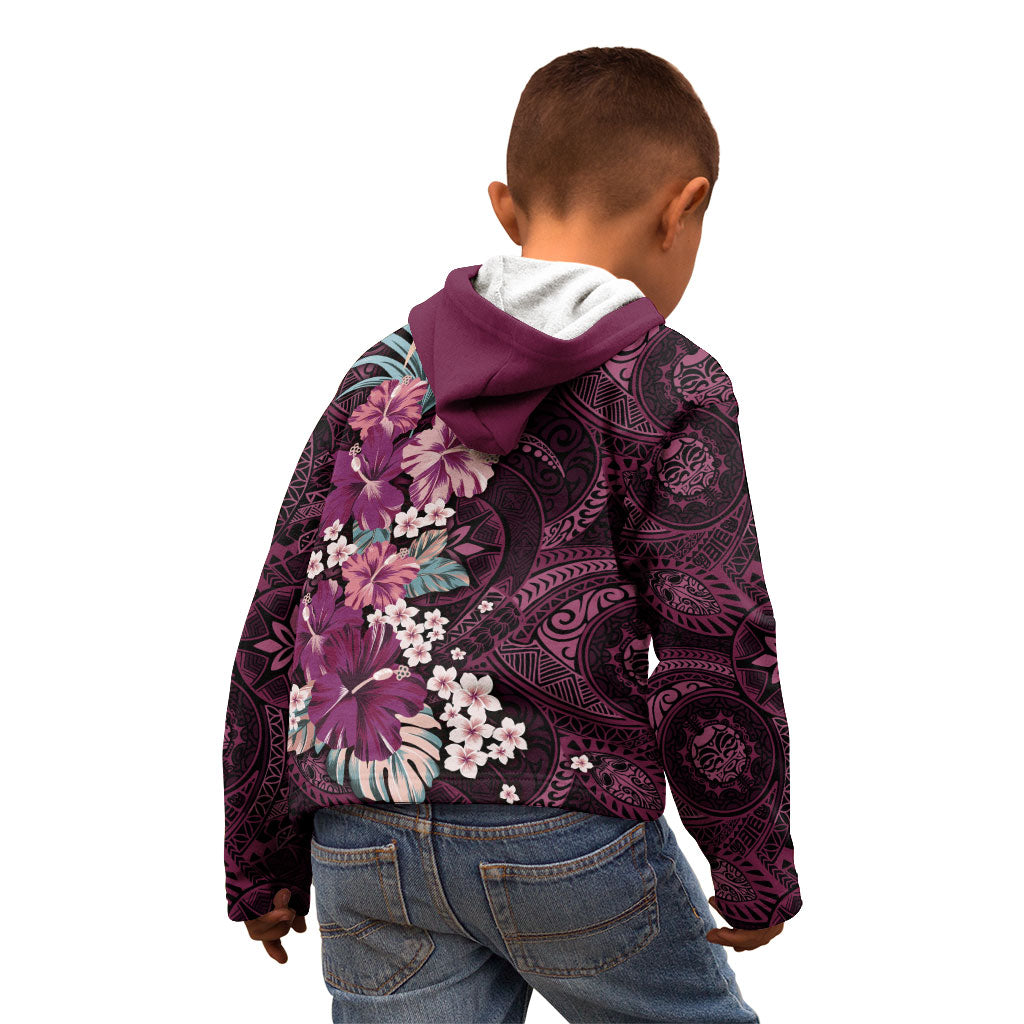 Poni Mama Hawai'i Hibiscus Kid Hoodie Polynesian Tribal Tattoo Pattern Floral Elements