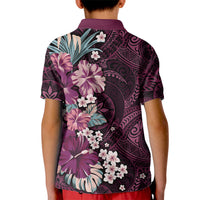 Poni Mama Hawai'i Hibiscus Kid Polo Shirt Polynesian Tribal Tattoo Pattern Floral Elements