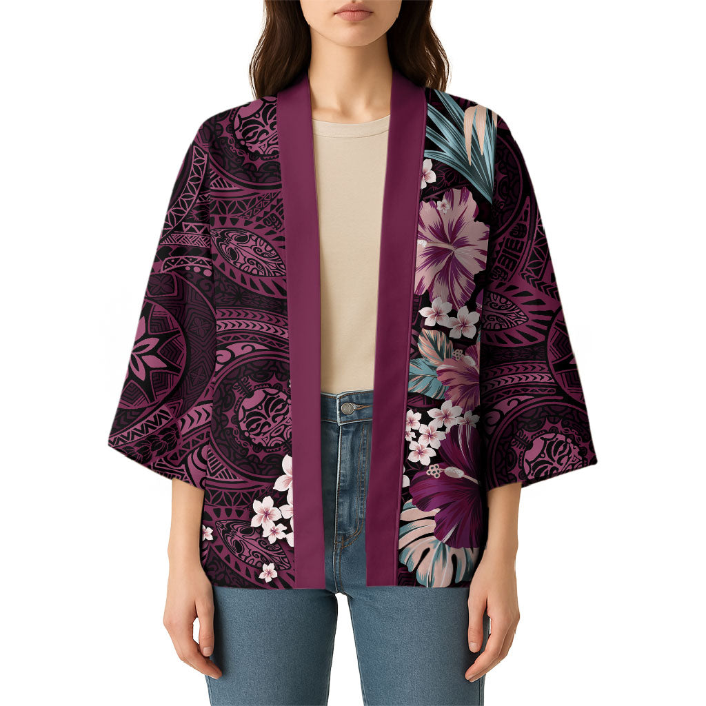 Poni Mama Hawai'i Hibiscus Kimono Polynesian Tribal Tattoo Pattern Floral Elements