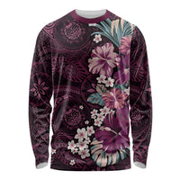 Poni Mama Hawai'i Hibiscus Long Sleeve Shirt Polynesian Tribal Tattoo Pattern Floral Elements