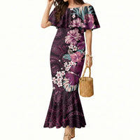 Poni Mama Hawai'i Hibiscus Mermaid Dress Polynesian Tribal Tattoo Pattern Floral Elements