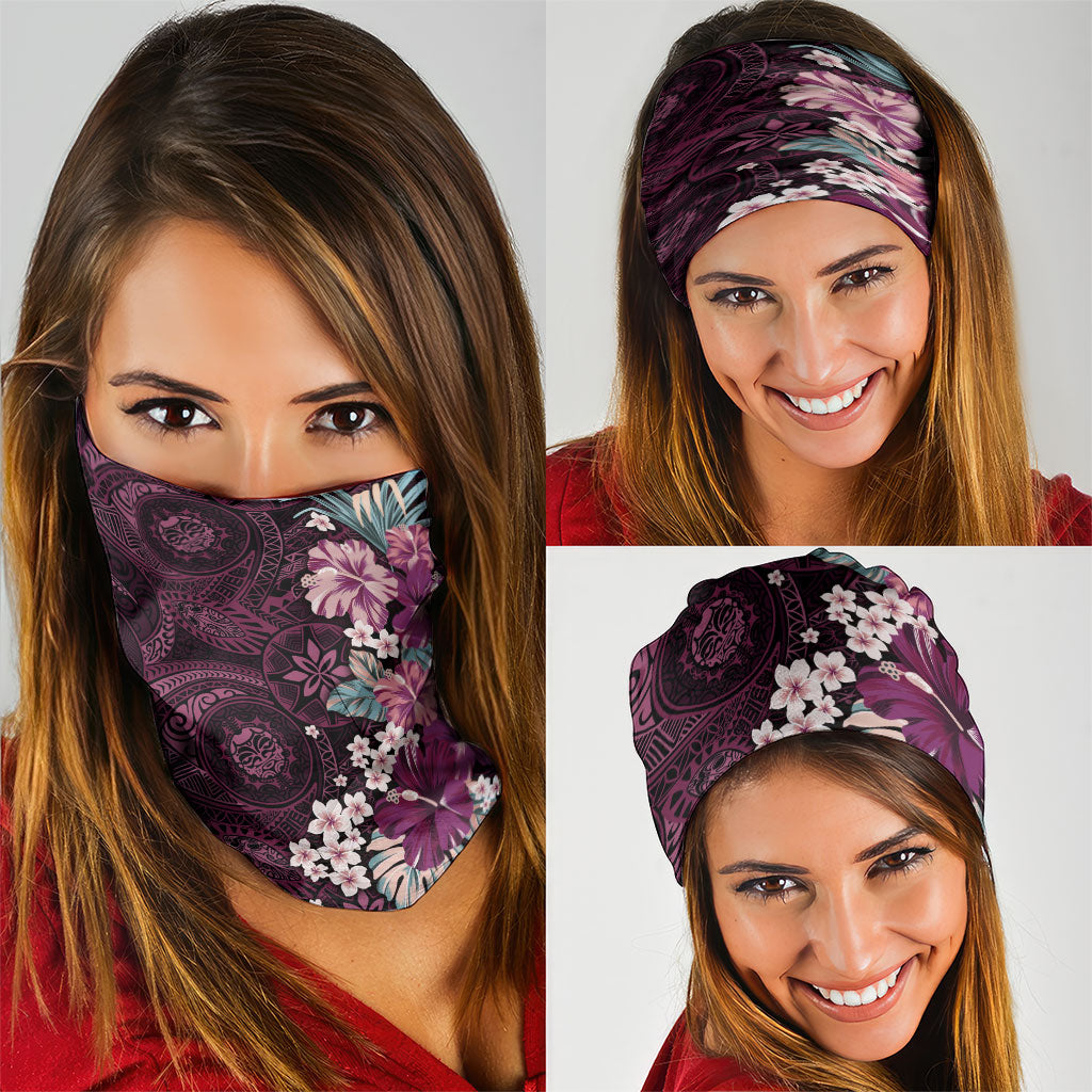 Poni Mama Hawai'i Hibiscus Neck Gaiter Polynesian Tribal Tattoo Pattern Floral Elements