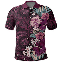 Poni Mama Hawai'i Hibiscus Polo Shirt Polynesian Tribal Tattoo Pattern Floral Elements