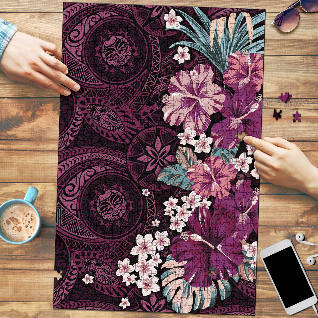 Poni Mama Hawai'i Hibiscus Puzzle Polynesian Tribal Tattoo Pattern Floral Elements