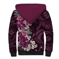 Poni Mama Hawai'i Hibiscus Sherpa Hoodie Polynesian Tribal Tattoo Pattern Floral Elements