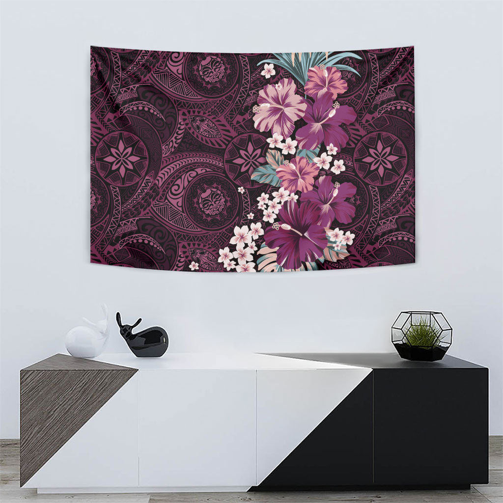 Poni Mama Hawai'i Hibiscus Tapestry Polynesian Tribal Tattoo Pattern Floral Elements