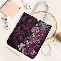 Poni Mama Hawai'i Hibiscus Tote Bag Polynesian Tribal Tattoo Pattern Floral Elements