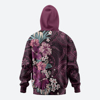 Poni Mama Hawai'i Hibiscus Zip Hoodie Polynesian Tribal Tattoo Pattern Floral Elements