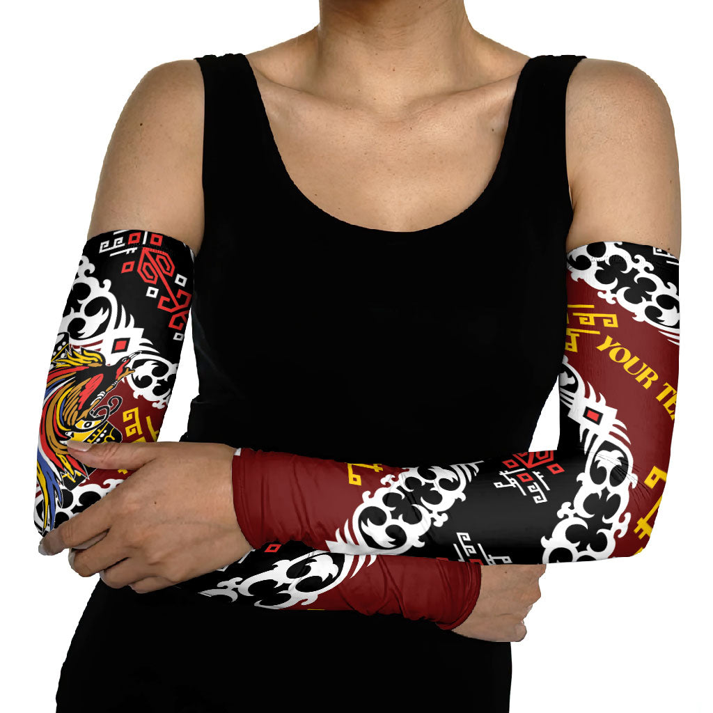 Personalised Papua New Guinea Bird Drum Arm Sleeves Papuan Batik Motif