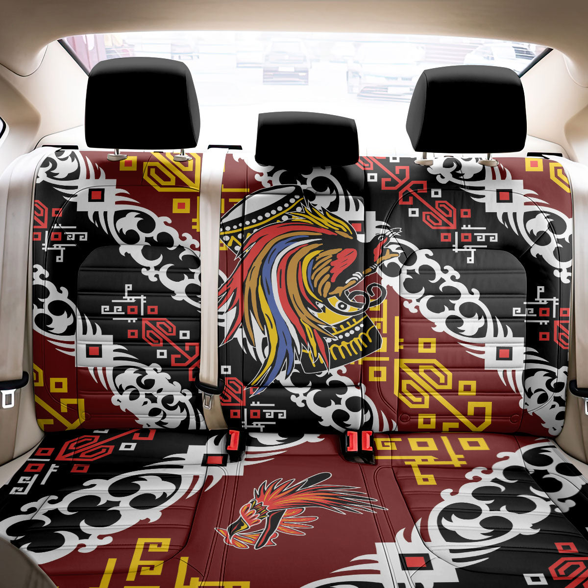 Papua New Guinea Bird Drum Back Car Seat Cover Papuan Batik Motif