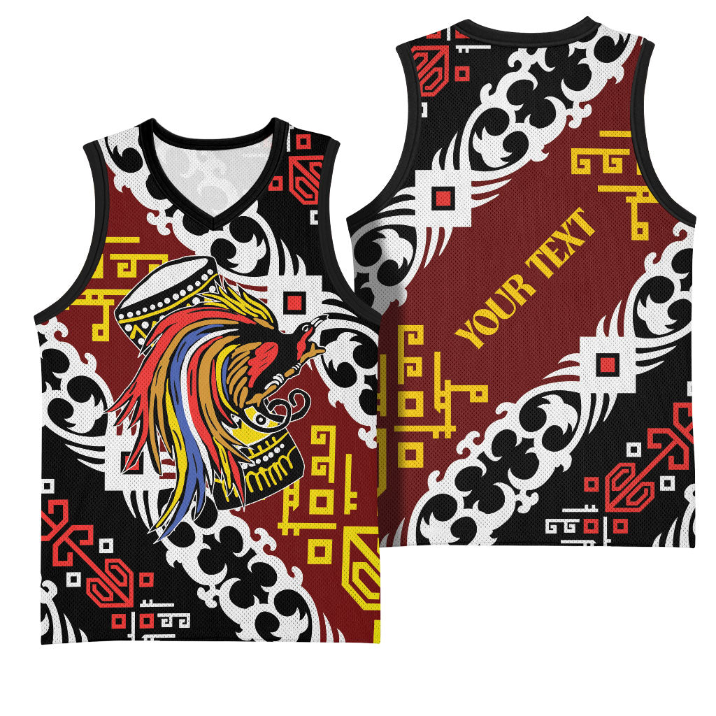 Personalised Papua New Guinea Bird Drum Basketball Jersey Papuan Batik Motif