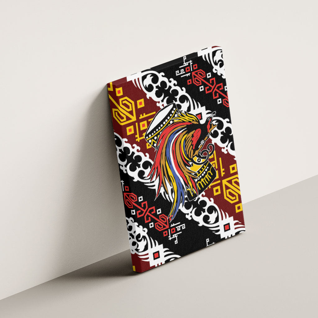 Papua New Guinea Bird Drum Canvas Wall Art Papuan Batik Motif