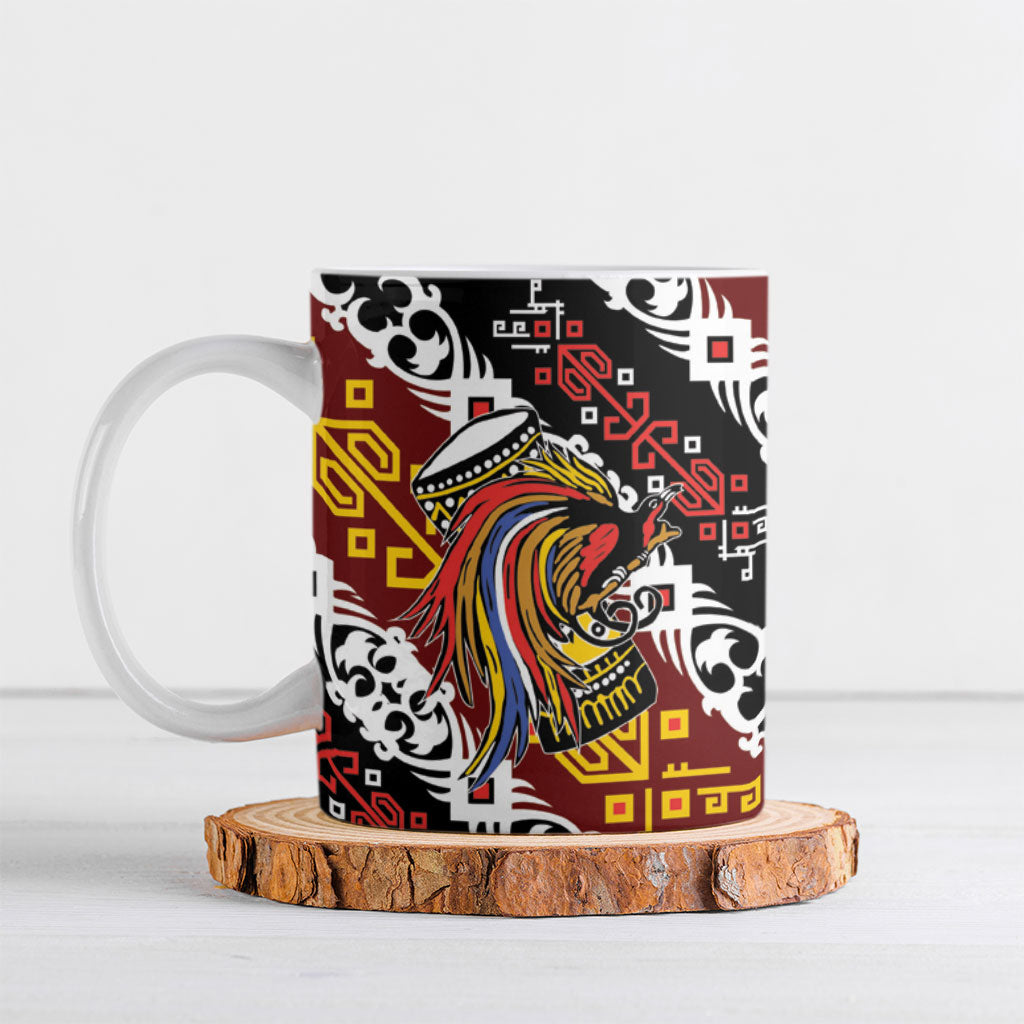 Papua New Guinea Bird Drum Ceramic Mug Papuan Batik Motif