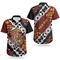 Personalised Papua New Guinea Bird Drum Couples Matching Puletasi and Hawaiian Shirt Papuan Batik Motif