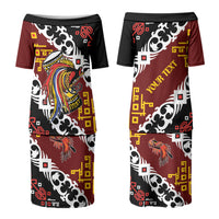 Personalised Papua New Guinea Bird Drum Couples Matching Puletasi and Long Sleeve Button Shirt Papuan Batik Motif