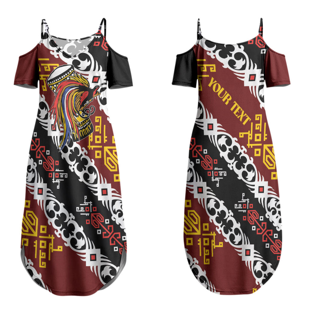 Personalised Papua New Guinea Bird Drum Couples Matching Summer Maxi Dress and Hawaiian Shirt Papuan Batik Motif