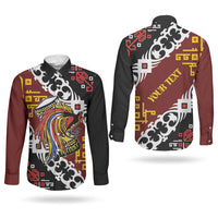 Personalised Papua New Guinea Bird Drum Couples Matching Tank Maxi Dress and Long Sleeve Button Shirt Papuan Batik Motif