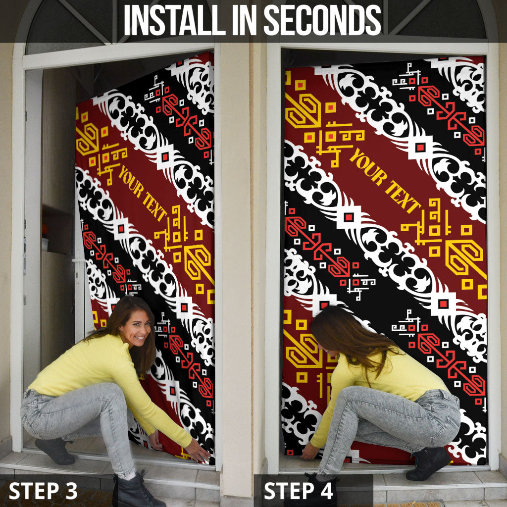 Personalised Papua New Guinea Bird Drum Door Cover Papuan Batik Motif