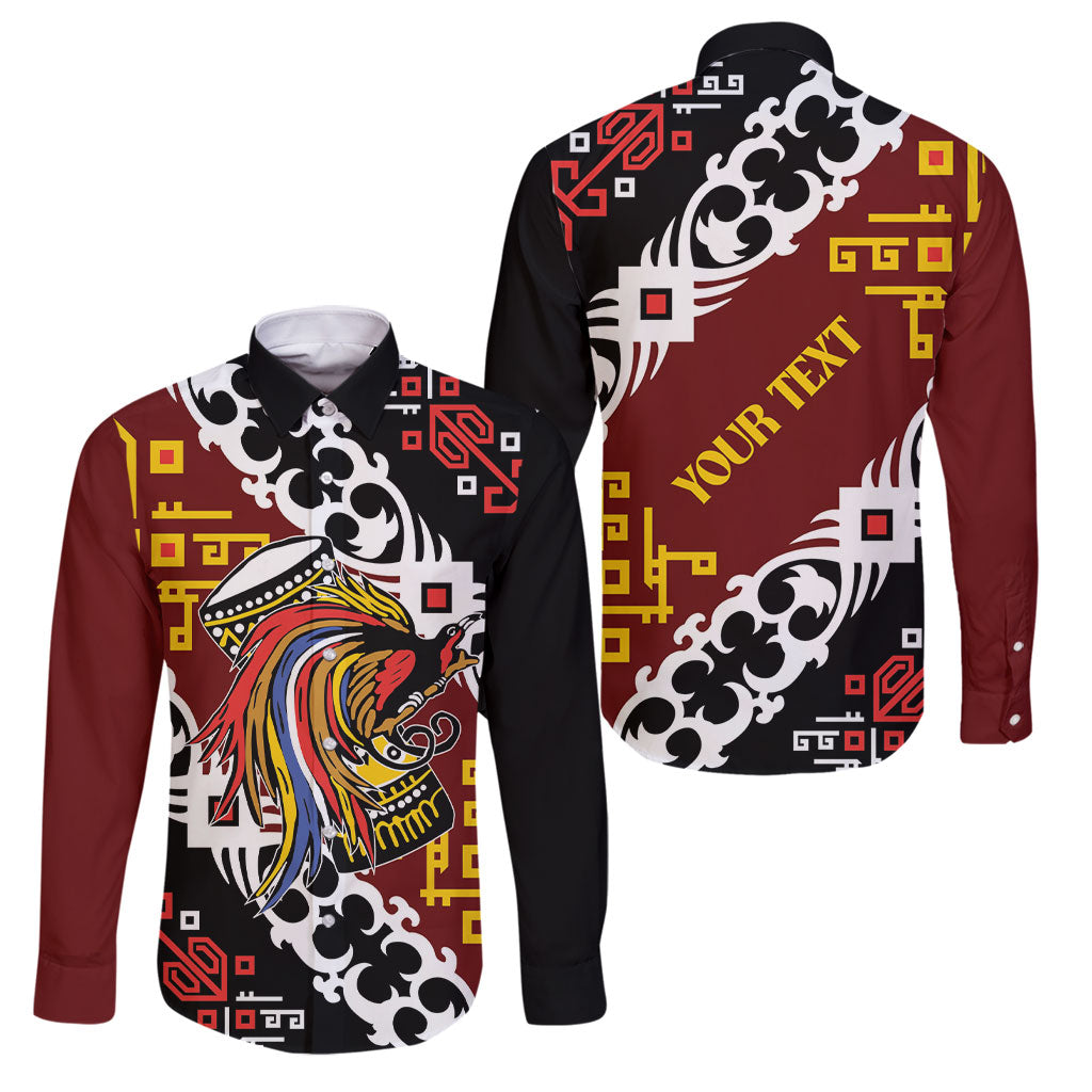 Personalised Papua New Guinea Bird Drum Family Matching Long Sleeve Bodycon Dress and Hawaiian Shirt Papuan Batik Motif