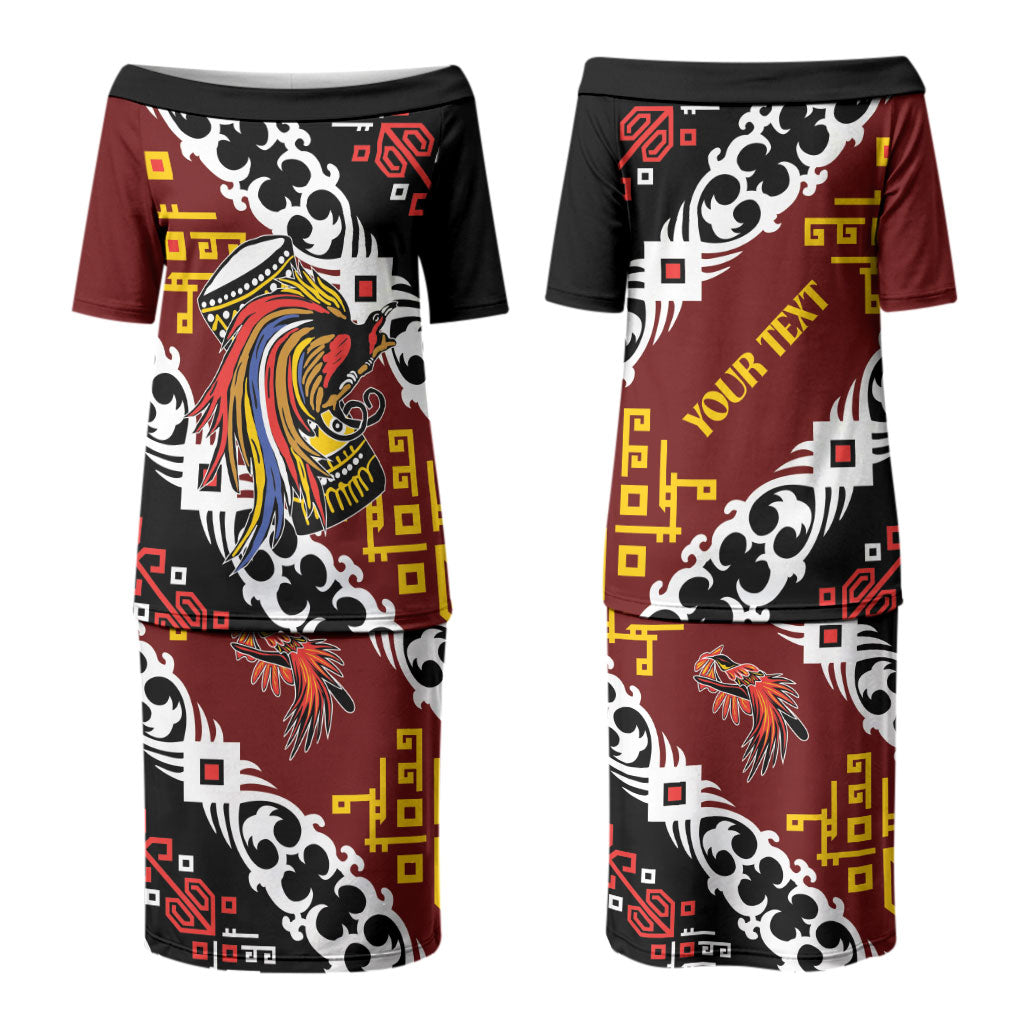 Personalised Papua New Guinea Bird Drum Family Matching Puletasi and Hawaiian Shirt Papuan Batik Motif