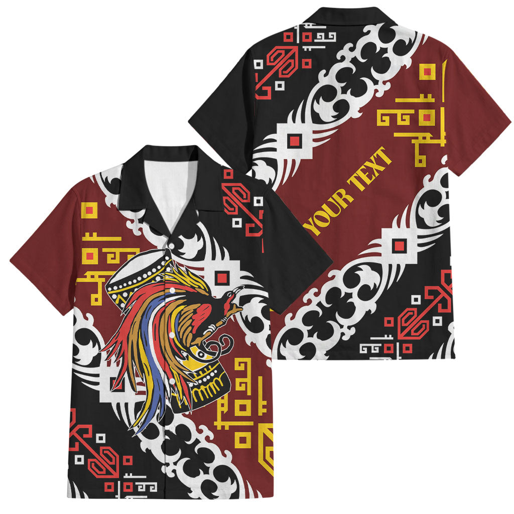 Personalised Papua New Guinea Bird Drum Family Matching Short Sleeve Bodycon Dress and Hawaiian Shirt Papuan Batik Motif