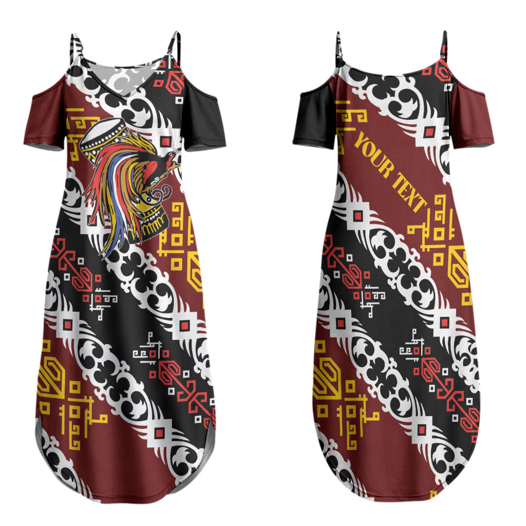 Personalised Papua New Guinea Bird Drum Family Matching Summer Maxi Dress and Hawaiian Shirt Papuan Batik Motif