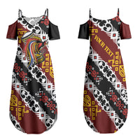 Personalised Papua New Guinea Bird Drum Family Matching Summer Maxi Dress and Hawaiian Shirt Papuan Batik Motif