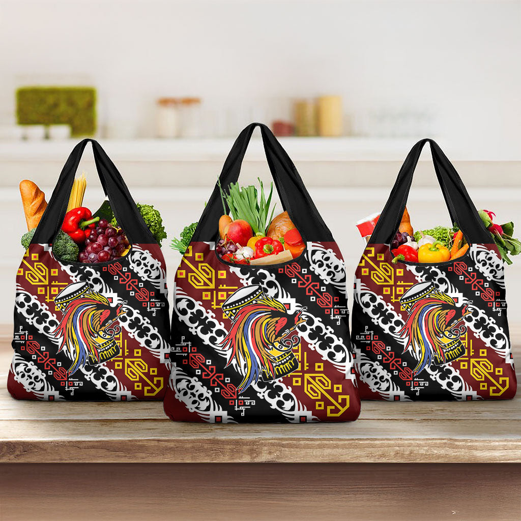 Papua New Guinea Bird Drum Grocery Bag Papuan Batik Motif