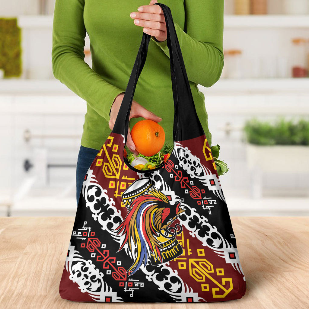 Papua New Guinea Bird Drum Grocery Bag Papuan Batik Motif