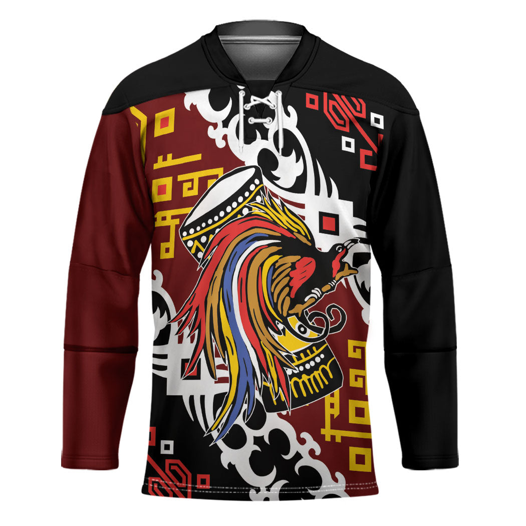 Personalised Papua New Guinea Bird Drum Hockey Jersey Papuan Batik Motif
