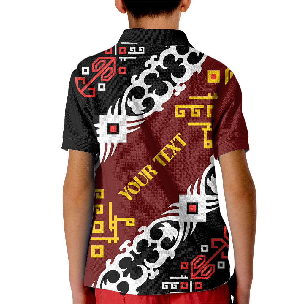 Personalised Papua New Guinea Bird Drum Kid Polo Shirt Papuan Batik Motif