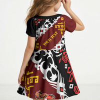 Personalised Papua New Guinea Bird Drum Kid Short Sleeve Dress Papuan Batik Motif