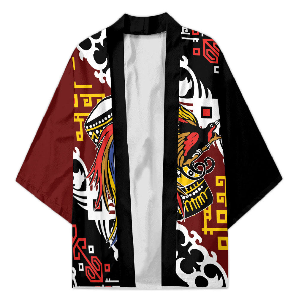 Personalised Papua New Guinea Bird Drum Kimono Papuan Batik Motif LT9 Unisex Black - Polynesian Pride