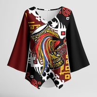 Personalised Papua New Guinea Bird Drum Kimono Sleeve Blouse Papuan Batik Motif