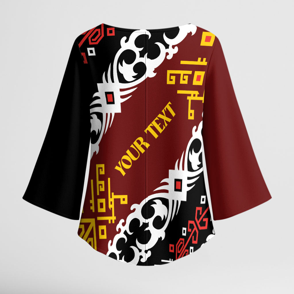 Personalised Papua New Guinea Bird Drum Kimono Sleeve Blouse Papuan Batik Motif