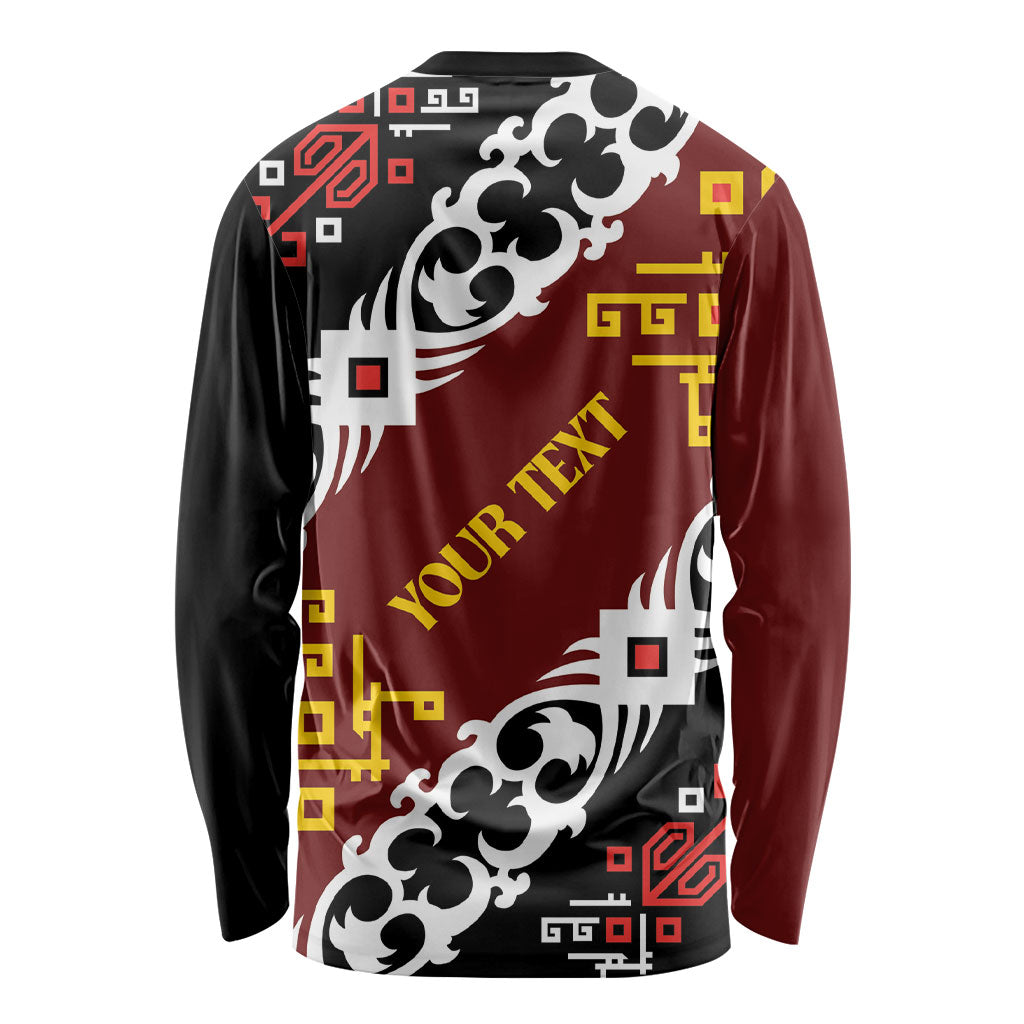Personalised Papua New Guinea Bird Drum Long Sleeve Shirt Papuan Batik Motif