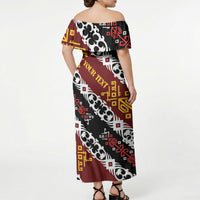 Personalised Papua New Guinea Bird Drum Off Shoulder Maxi Dress Papuan Batik Motif