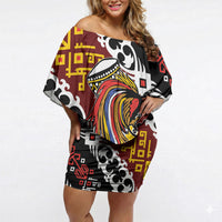 Personalised Papua New Guinea Bird Drum Off Shoulder Short Dress Papuan Batik Motif