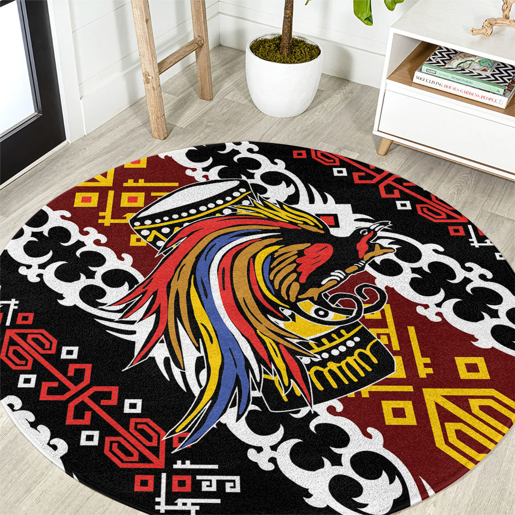 Papua New Guinea Bird Drum Round Carpet Papuan Batik Motif
