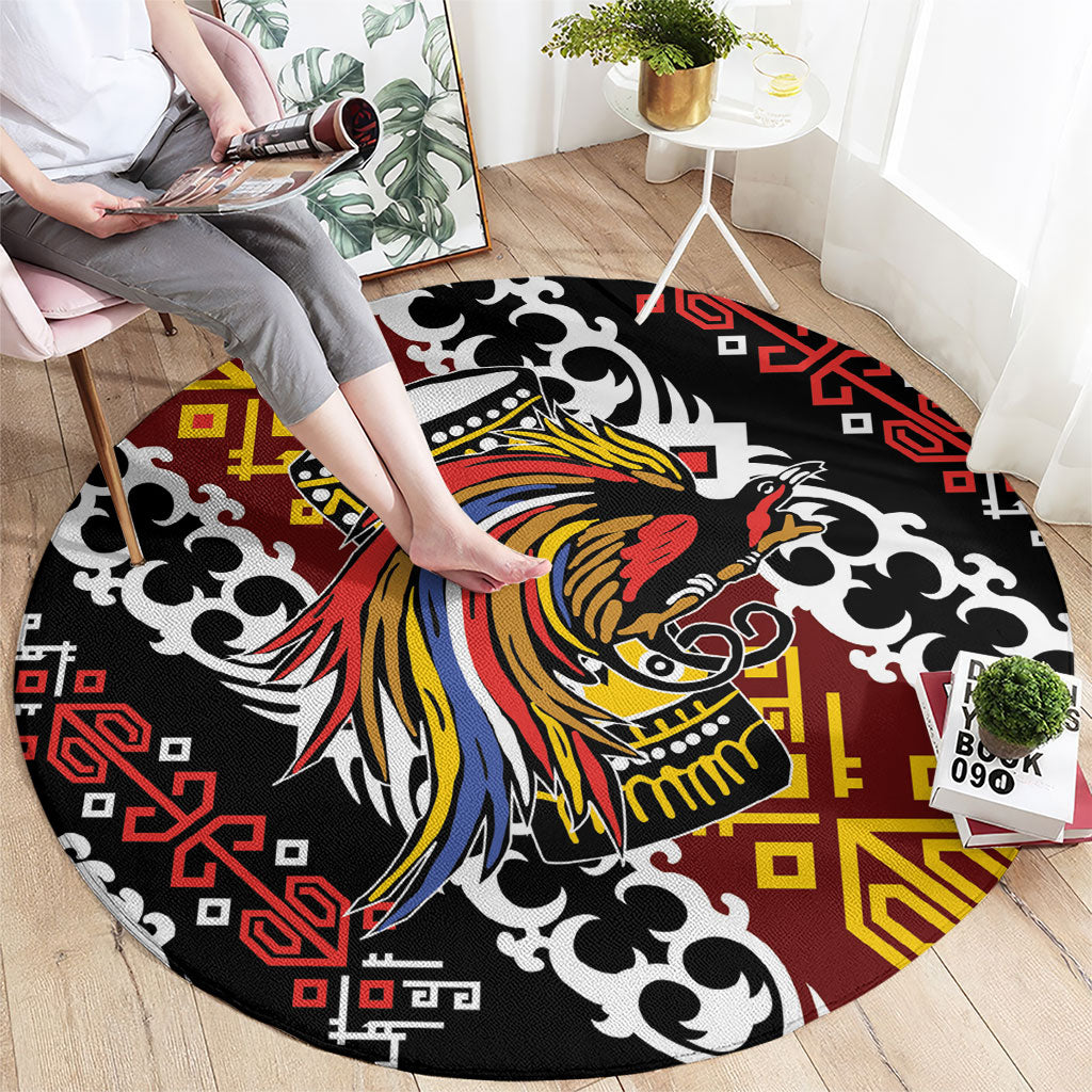Papua New Guinea Bird Drum Round Carpet Papuan Batik Motif