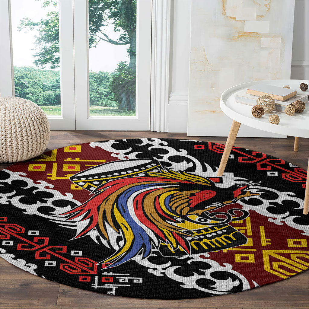 Papua New Guinea Bird Drum Round Carpet Papuan Batik Motif