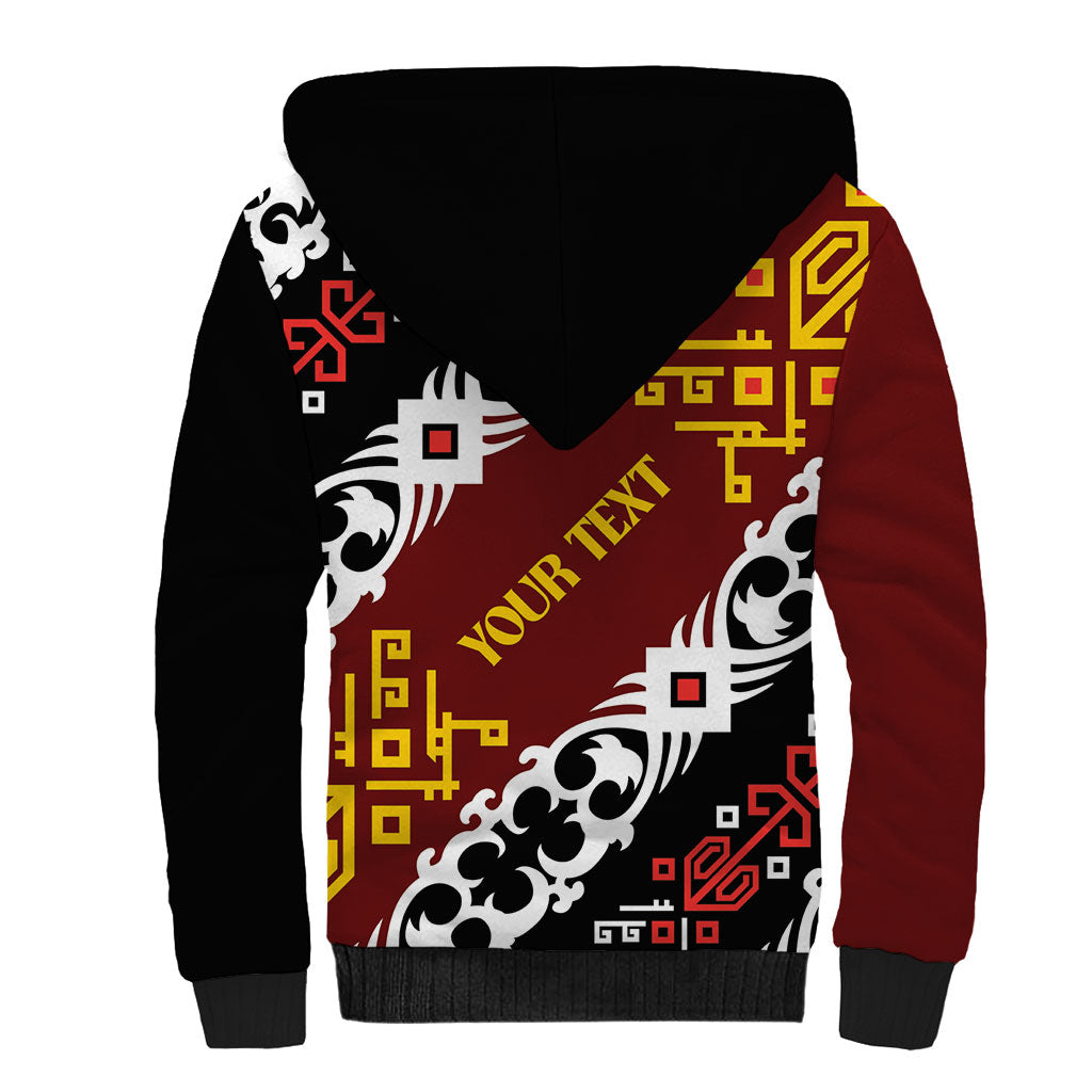 Personalised Papua New Guinea Bird Drum Sherpa Hoodie Papuan Batik Motif