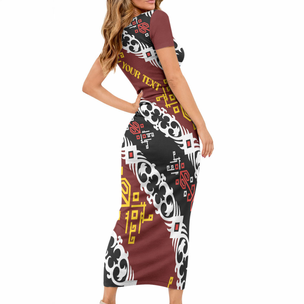 Personalised Papua New Guinea Bird Drum Short Sleeve Bodycon Dress Papuan Batik Motif