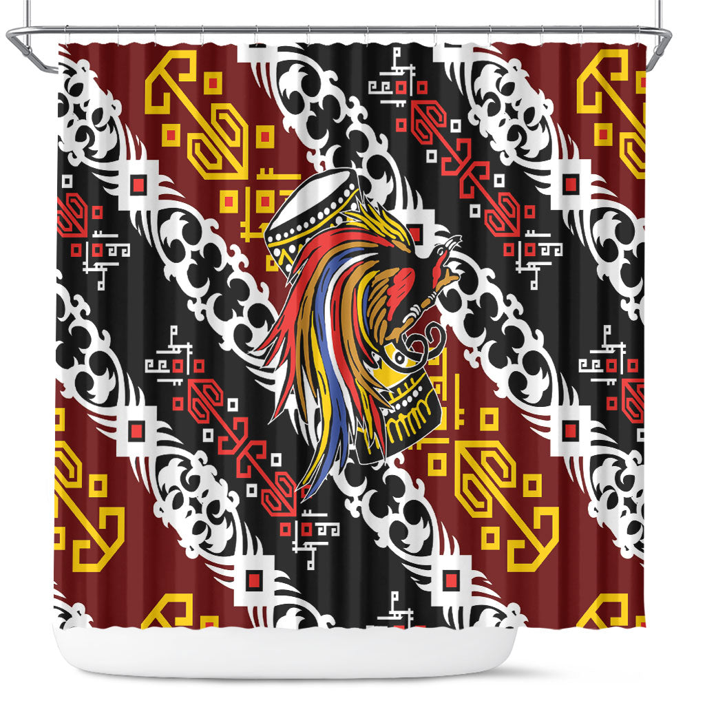 Papua New Guinea Bird Drum Shower Curtain Papuan Batik Motif