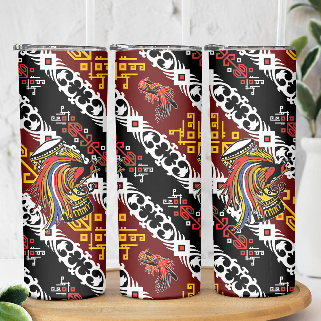 Papua New Guinea Bird Drum Skinny Tumbler Papuan Batik Motif