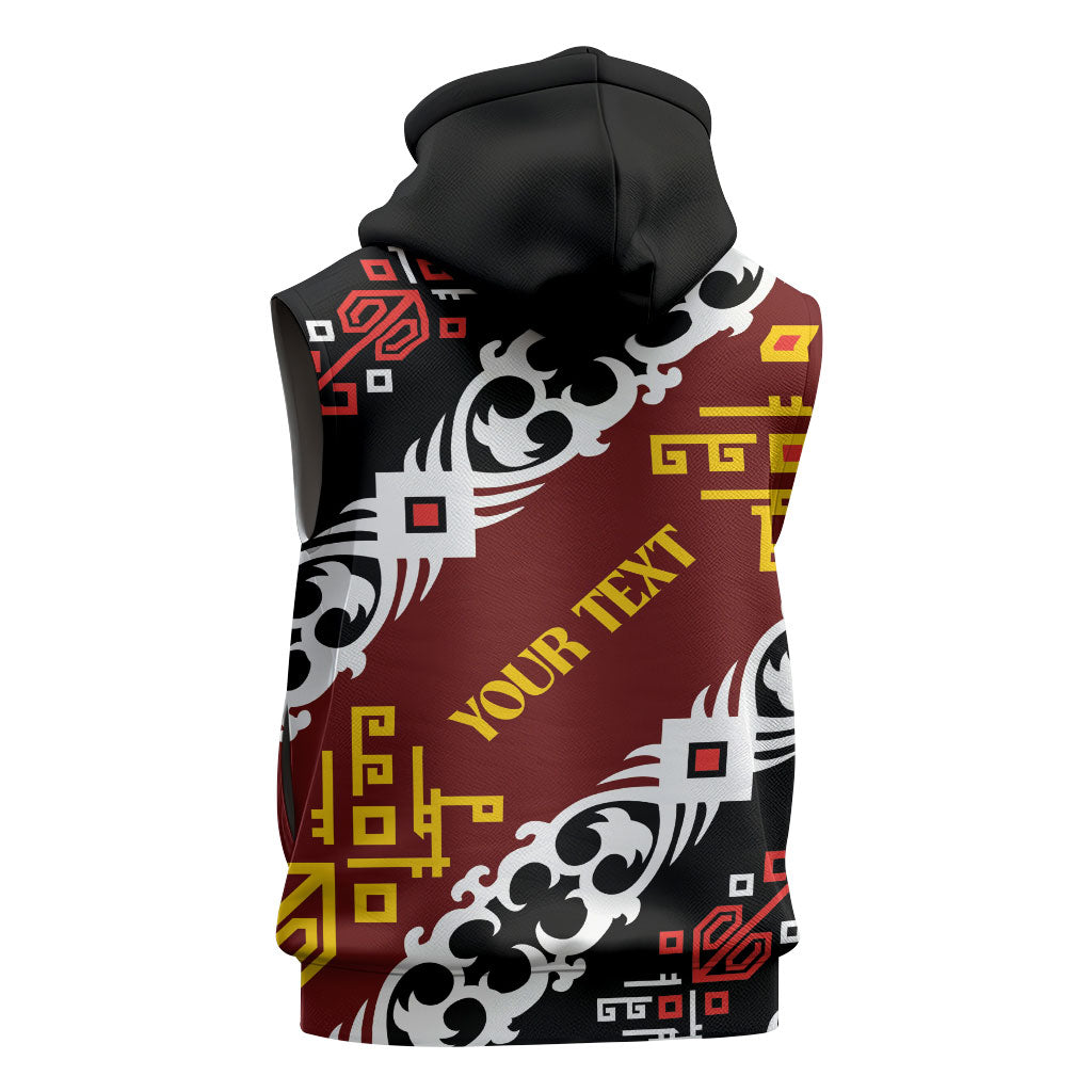 Personalised Papua New Guinea Bird Drum Sleeveless Hoodie Papuan Batik Motif