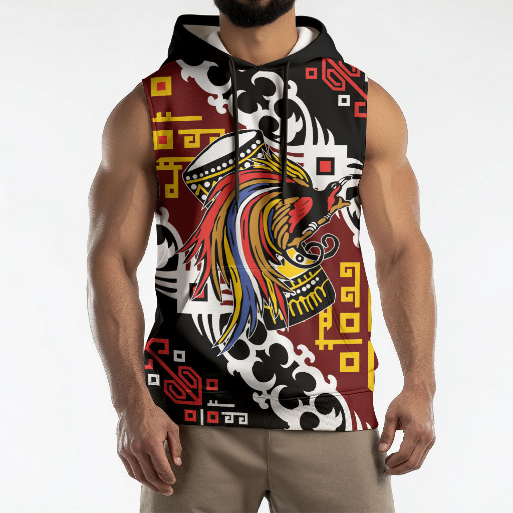 Personalised Papua New Guinea Bird Drum Sleeveless Hoodie Papuan Batik Motif